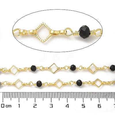 Rack Plating Brass Glass Link Chains CHC-P012-06G-1