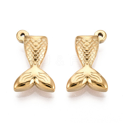 304 Stainless Steel Fishtail Pendants STAS-T069-11G-1
