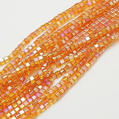 Electroplate Glass Beads Strands EGLA-D018-6x6mm-52-1