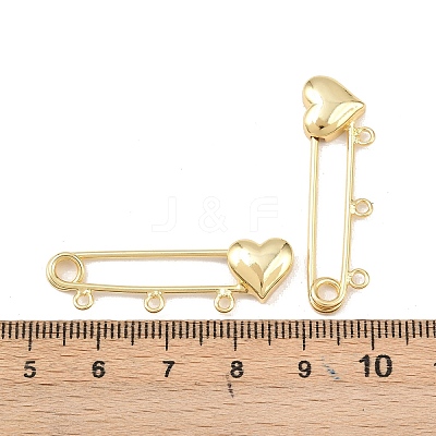 Heart Brass Brooch Findings KK-Z132-01G-01-1