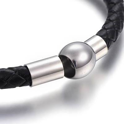 Leather Braided Cord Bracelets BJEW-E352-05A-P-1