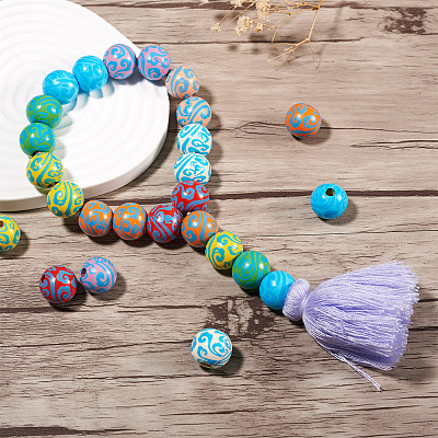 80Pcs 8 Colors Wooden Beads WOOD-FW0001-12-1