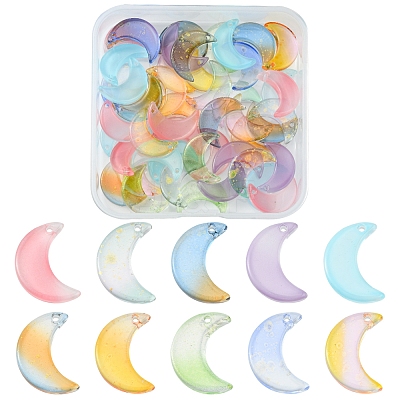 50Pcs Gradient Color Glass Pendants GLAA-FS0001-48-1