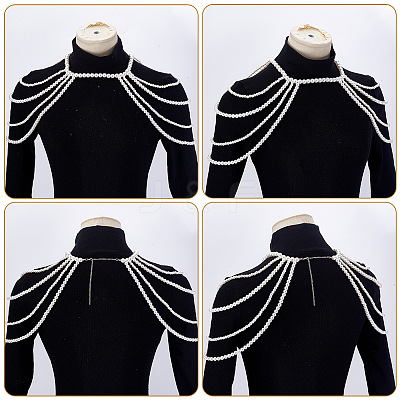 Imitation Pearl Round Beaded Shoulder Body Chains for Women AJEW-WH0816-462P-1