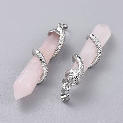 Natural Rose Quartz Big Pointed Pendants X-G-F696-B13-1