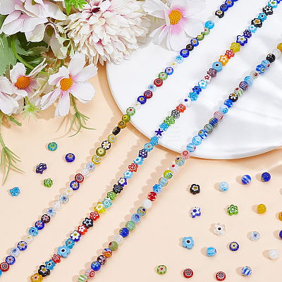 3 Strands 3 Styles Handmade Millefiori Glass Beads Strands LK-PA0001-04A-1