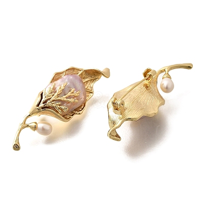 Leaf Brass Brooches for Women JEWB-N001-17G-1