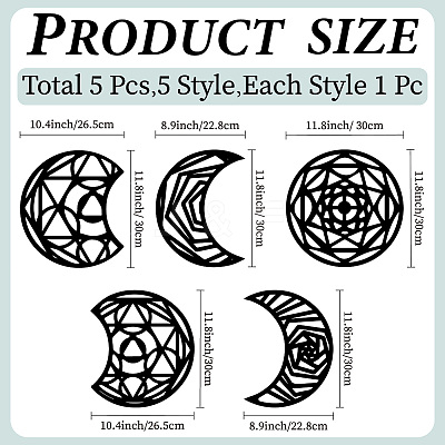 Wood Moon Phase Pendant Decoration HJEW-WH20013-003-1