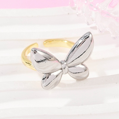 Brass Adjustable Open Cuff Rings for Women RJEW-Q030-03GP-1