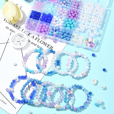 DIY Round Acrylic & ABS Plastic Imitation Pearl Beads Bracelets Jewelry Making Kits DIY-FS0007-42-1
