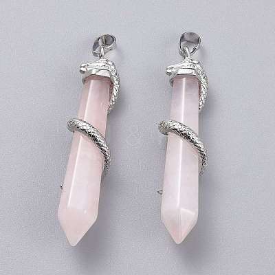 Natural Rose Quartz Big Pointed Pendants X-G-F696-B13-1