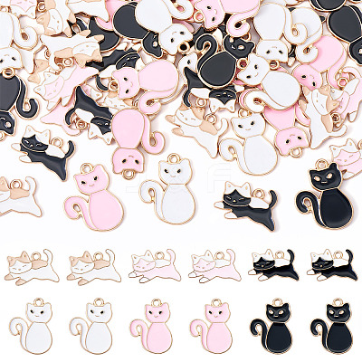60Pcs 6 Styles Alloy Enamel Pendants ENAM-TA0002-73-1