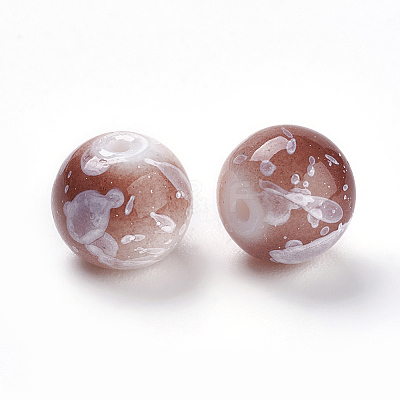 Spray Painted Resin Beads RESI-K005-02-1