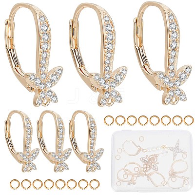 6Pcs Brass Cubic Zirconia Leverback Earring Findings KK-CN0002-11-1