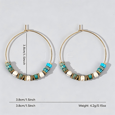 Bohemian Colorful Natural Stone Beaded Hoop Earrings for Women TC8754-6-1