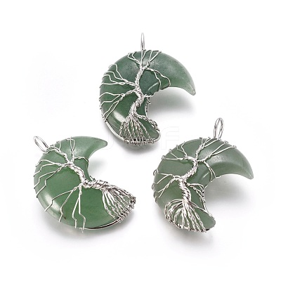 Natural Green Aventurine Tree of Life Wire Wrapped Pendants G-L520-E04-P-1