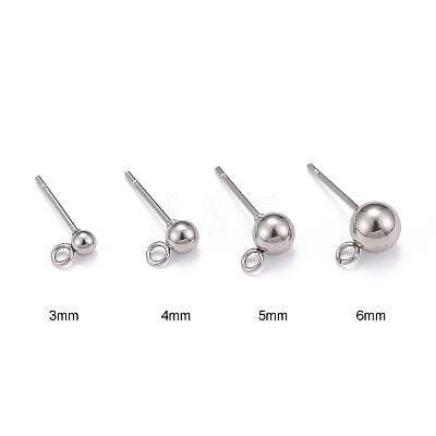 Non-Tarnish 40Pcs 4 Styles 202 Stainless Steel Ball Stud Earring Findings STAS-LS0001-13P-1