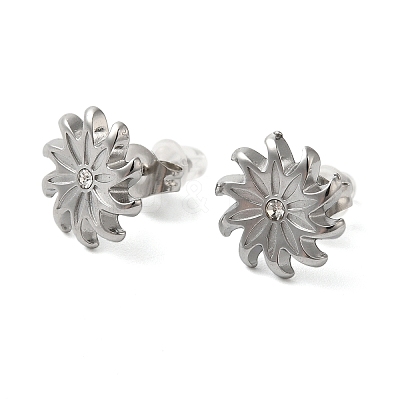 Non-Tarnish 304 Stainless Steel Embossing Stud Earrings EJEW-U001-06P-02-1