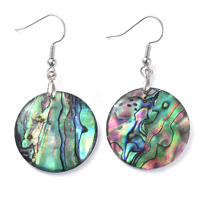 Abalone Shell/Paua Shell Dangle Earrings EJEW-K081-02E-1