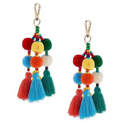 Cotton Tassels Pendant Decorations HJEW-WH0102-014-1