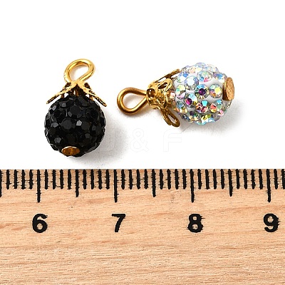 24Pcs 12 Colors Polymer Clay Rhinestone Beaded Pendants PALLOY-PH01793-1