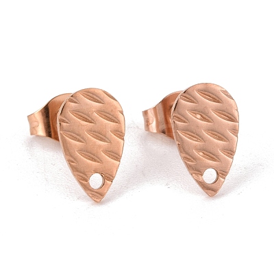 Ion Plating(IP) 304 Stainless Steel Stud Earring Findings STAS-O119-30RG-1