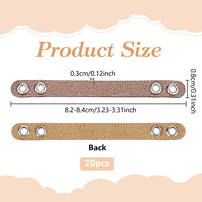 20Pcs Imitation Leather Bag Webbing Straps with Silver Color Plated Metal Eyelets for Bag Accessories DIY-NB0016-35F-1
