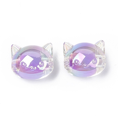 UV Plating Rainbow Iridescent Acrylic Beads OACR-H015-05A-1