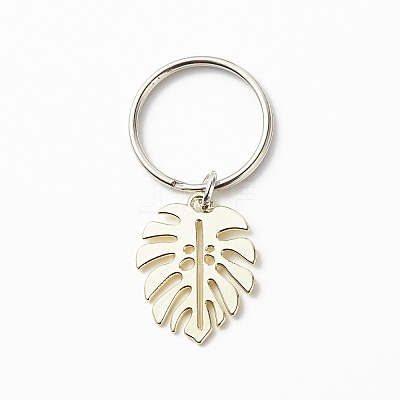 5Pcs Monstera Leaf Alloy Pendant Keychain KEYC-JKC00413-1