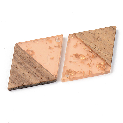 Transparent Resin & Walnut Wood Pendants RESI-S389-012A-B04-1