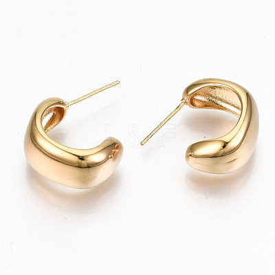 Brass Half Hoop Earrings X-KK-R117-036-NF-1