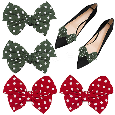 4Pcs 2 Colors Retro Polka Dot Pattern Polyester Bowknot Shoe Decorations FIND-GF0005-02-1