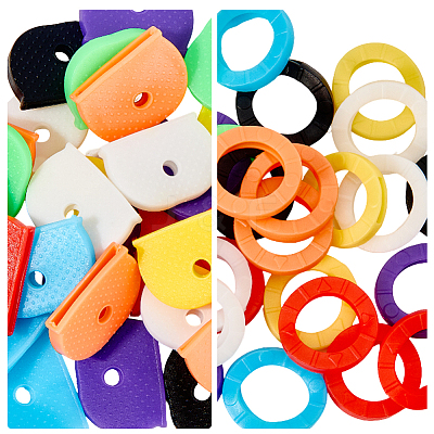 64Pcs 2 Styles PVC Plastic Nonslip Waterproof Reusable Key Sleeve AJEW-SP0002-73-1