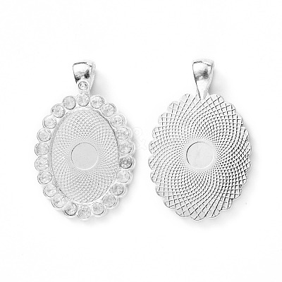 Oval Alloy Rhinestone Pendant Cabochon Settings ALRI-T354-01S-1