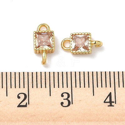 Brass Pave Cubic Zirconia Square Connector Charms KK-P348-12G-04-1