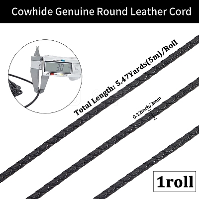 5M Round Braided Cowhide Letter Cord WL-GF0001-34A-03-1