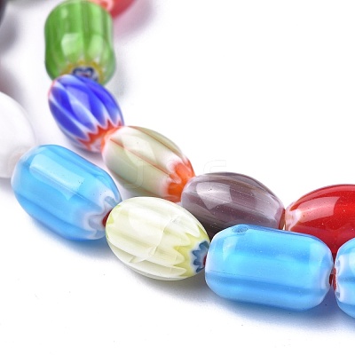 Oval Handmade Millefiori Glass Beads Strands LK-R004-38-1