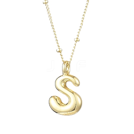 1Pc Initial Letter Brass Pendant Necklaces NJEW-YW0001-24S-1