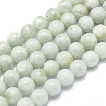  Jewelry Beads Findings Natura Myanmar Jade Beads Strands, Round, 8mm, Hole: 1mm; about 49pcs/Strand, 15.75