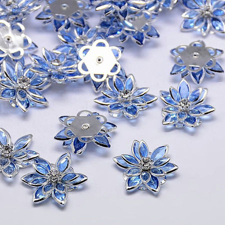 Acrylic Rhinestone Flower Flat Back Cabochons GACR-R016-02-1