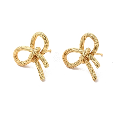 Rack Plating Brass Bowknot Stud Earrings for Women EJEW-F308-02G-1