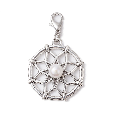 Woven Net/Web Tibetan Style Alloy Pendant Decoraiton HJEW-JM01385-1