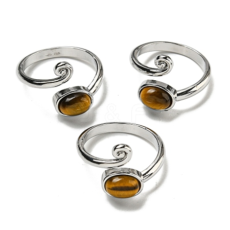 Natural Tiger EyeAdjustable Rings RJEW-K269-08P-02-1