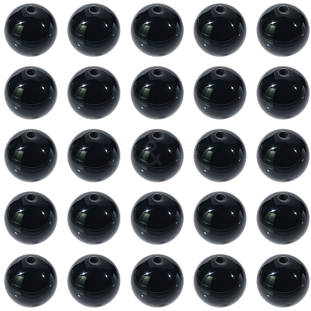 2 Strands Round Natural Black Onyx(Dyed & Heated) Beads Strands G-SP0001-24-1