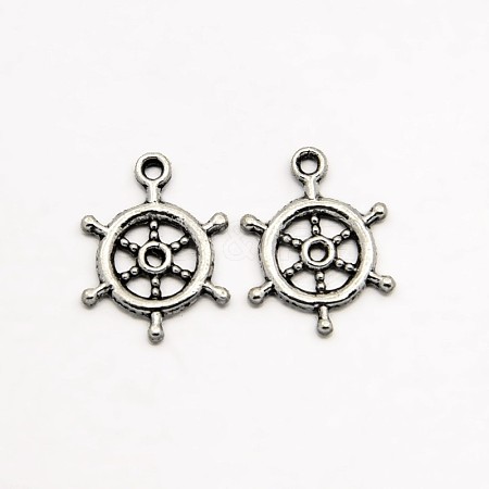 Tibetan Style Alloy Rudder Helm Pendants TIBEP-O009-08-1
