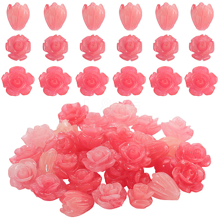 60Pcs 3 Styles Synthetic Coral Carved Beads CORA-SC0001-08-1