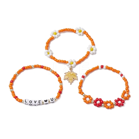 3Pcs 3 Styles Glass Stretch Bracelets BJEW-JB11075-1