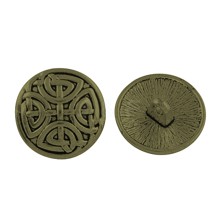 Tibetan Style Half Round Alloy Shank Buttons X-TIBE-Q044-05AB-NR-1