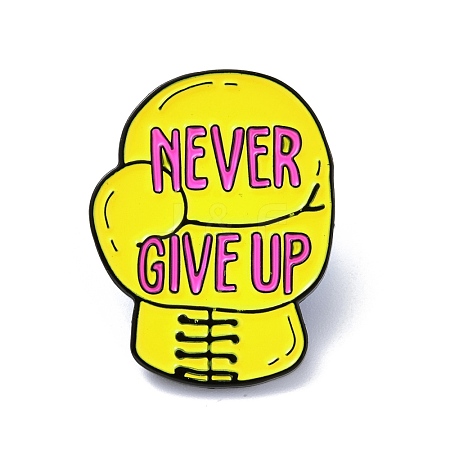 Word Never Give Up Enamel Pin JEWB-G013-G03-1