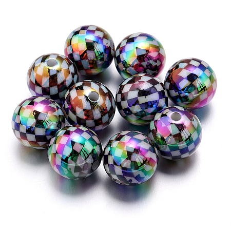 10Pcs UV Plating Colours Acrylic Beads OACR-S146-01A-1